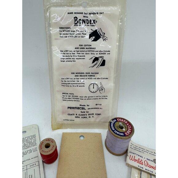 Vintage Sewing Notions Lot Needles Hooks Snap Fasteners Threads - Picture 10 of 10